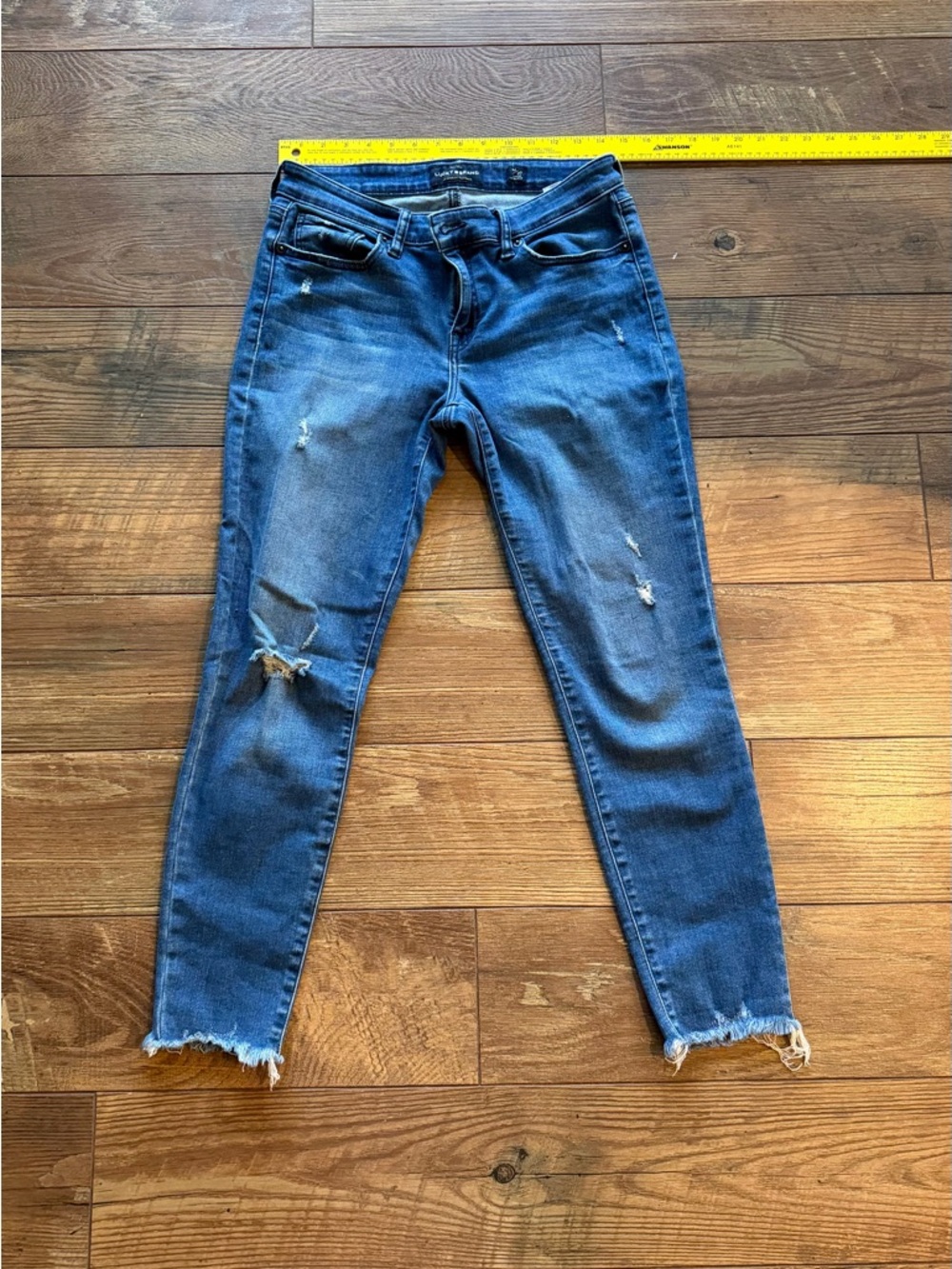 Lucky Brand - Stella Skinny Distressed Mid-Rise Blue Stretch Jeans 10/30